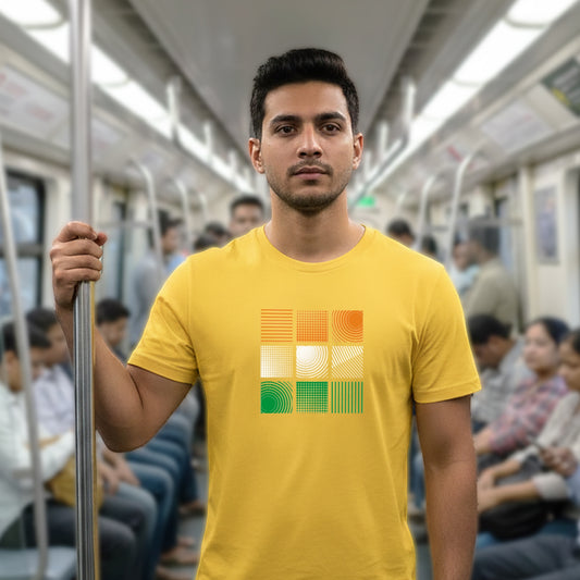 Tricolour Blocks | Round Neck Unisex T-Shirt | Pure Cotton Luv My India Fashion | Patriotic T-Shirt