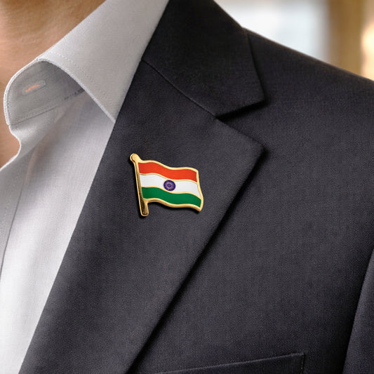 Indian Tricolour Flag Enamelled Badge | Butterfly Fastener