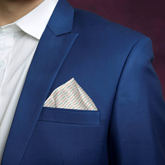 Flow Of Tricolour | Luv My India Bemberg Vegan Silk Pocket Square | Digital Print Black 33x33 CM Patriotic Premium Pocket Square