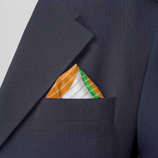 India Interwoven | Luv My India Bemberg Vegan Silk Pocket Square | Digital Print Orange 33x33 CM Patriotic Premium Pocket Square