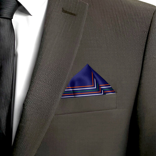 Tricolour Square-On-Square | Luv My India Blue Patriotic Premium Bemberg Vegan Silk Pocket Square | Tiranga Inspired Digital Print 33x33 CM Pocket Square