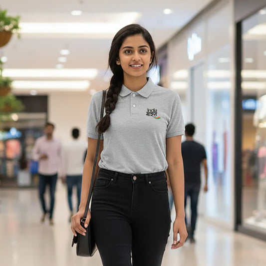 India Bharat Tiranga Flag | PCPQ Polo Neck Unisex T-Shirt | Pure Cotton Luv My India Fashion | Patriotic T-Shirt