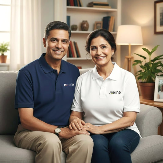 Jai Hind Tiranga Stripe | PCPQ Polo Neck Unisex T-Shirt | Pure Cotton Luv My India Fashion | Patriotic T-Shirt