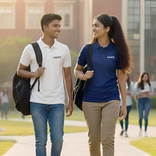 India Bharat | PCPQ Polo Neck Unisex T-Shirt | Pure Cotton Luv My India Fashion | Patriotic T-Shirt