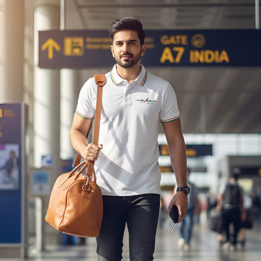 India | Tricolour PCPQ Polo Neck Unisex T-Shirt | Pure Cotton Luv My India Fashion | Tricolour Stripe Patriotic T-Shirt