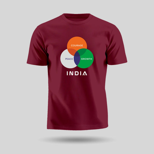 India: Peace, Growth, Courage | Unisex Pure Cotton T-Shirt