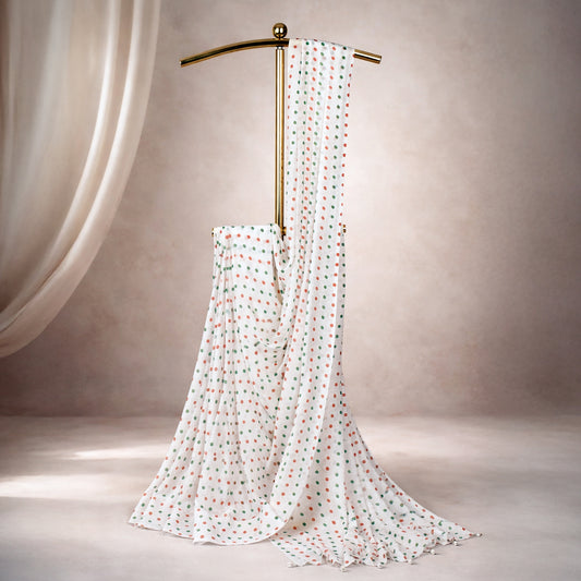 Everyday Tricolour Georgette Saree | Minimal Dot Design