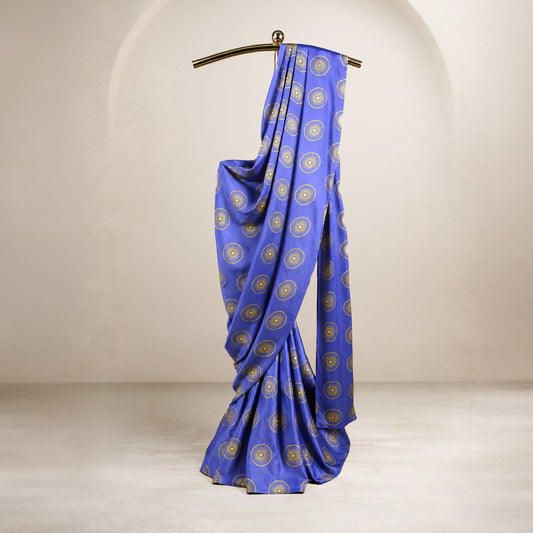 Ashok Chakra Blue Modal Silk Saree