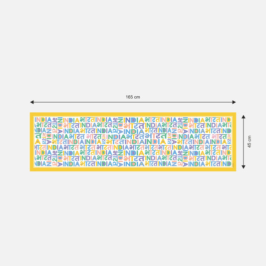 India Bharat Pop Typography Modal Silk Scarf | Yellow Border