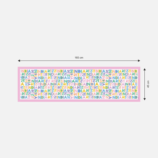 India Bharat Pop Typography Modal Silk Scarf | Pink Border