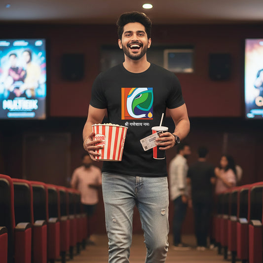 Shree Ganeshay Namah | Round Neck Unisex T-Shirt | Pure Cotton Luv My India Fashion | Ganesh Chaturthi Spiritual T-Shirt