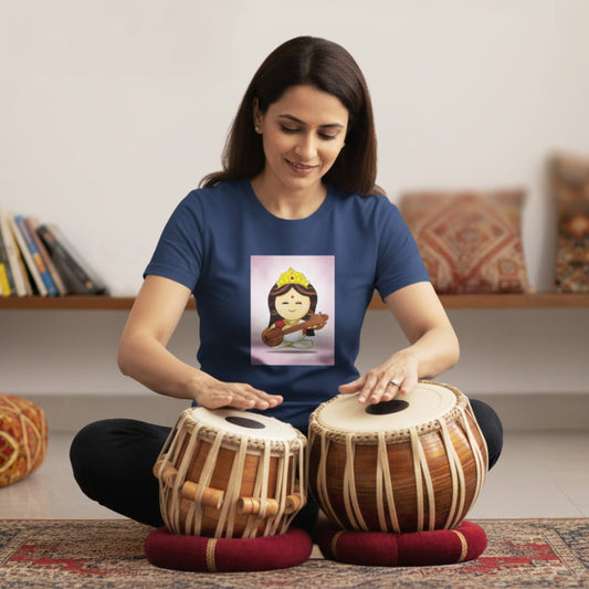 Saraswati Mata | Round Neck Unisex T-Shirt | Pure Cotton Luv My India Fashion | Goddess Saraswati Spiritual T-Shirt