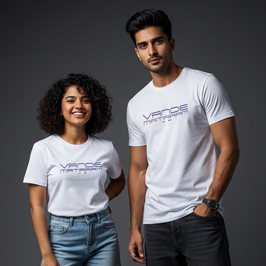 Tricolour Vande Mataram | Round Neck Unisex T-Shirt | Pure Cotton Luv My India Fashion | Patriotic T-Shirt