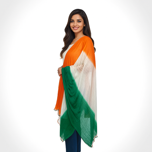 Rasal Tricolour Designer Dupatta | Luv My India Tie Dye Dupatta For Women | Patriotic Dupatta