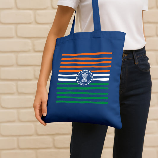 Tricolour Lines Cotton Canvas Tote Bag