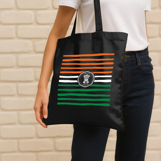 Tricolour Lines Cotton Canvas Tote Bag