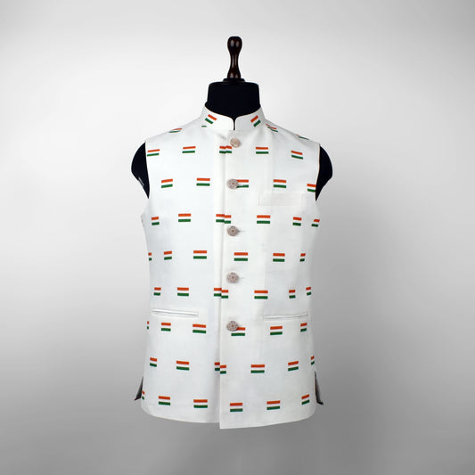 Indian Tricolour | Ethnic Jacket | Authentic Cartier Silk