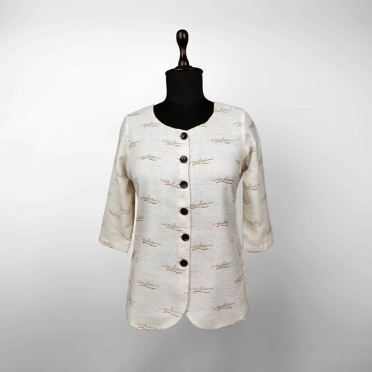 India Cursive Script | Women’s Top | Authentic Khadi Cotton with Inner Lining