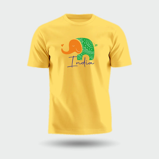 Tiranga Elephant | Round Neck Unisex T-Shirt | Pure Cotton Luv My India Fashion | Patriotic T-Shirt