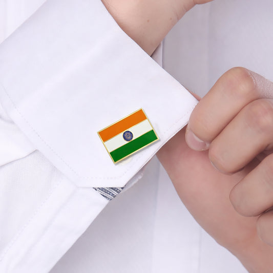 Tricolour Enamelled Gold-Finish Cufflinks