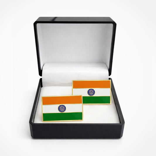 Tricolour Enamelled Gold-Finish Cufflinks