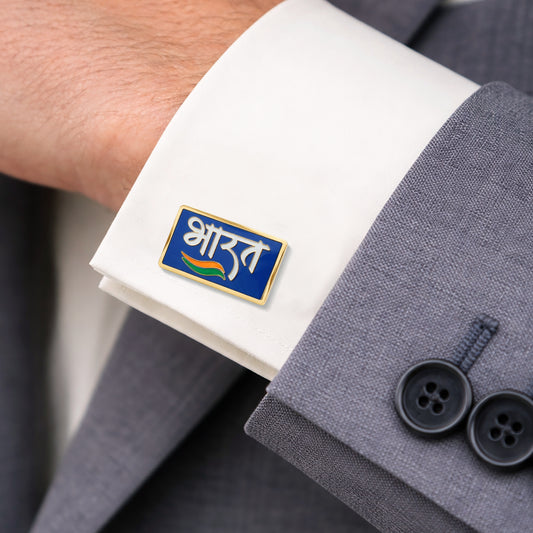 Bharat Enamelled Gold-Finish Cufflinks