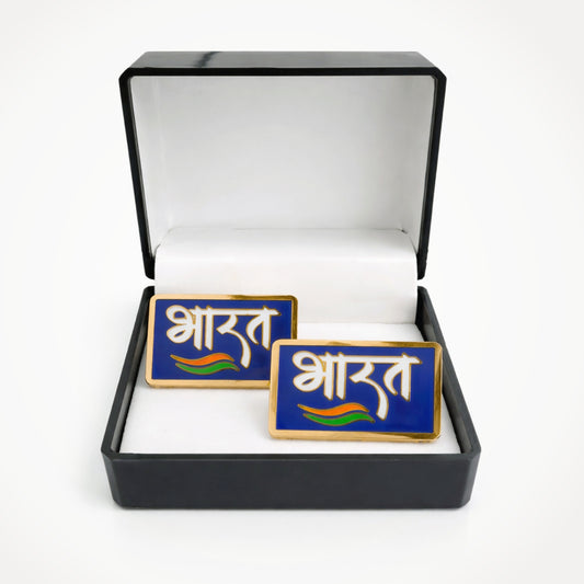 Bharat Enamelled Gold-Finish Cufflinks