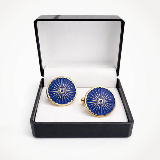 Ashoka Chakra Enamelled Gold-Finish Cufflinks