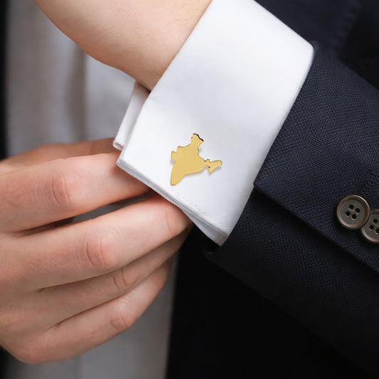 India Map Gold-Finish Cufflinks