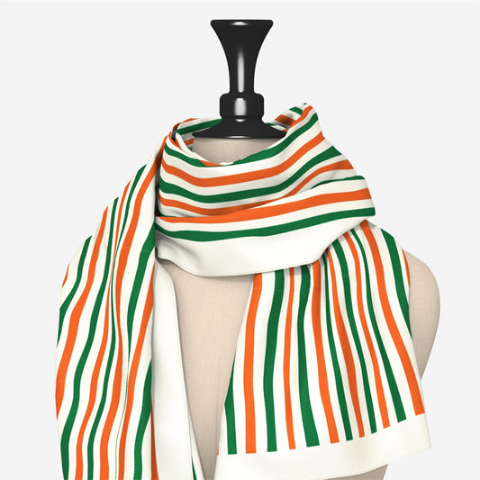 Waves Of Tricolour Scarf | Luv My India Bemberg Vegan Silk Tricolour Scarf | Digital Print 150x45 CM Patriotic Scarf