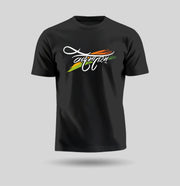 Vande Mataram And Tricolour | Patriotic Curated Combo | Round Neck Pure Cotton Black Unisex T-Shirt | 2.5x2.5 CM Round Badges | 14x16 Inch Cotton Canvas Tote Bag