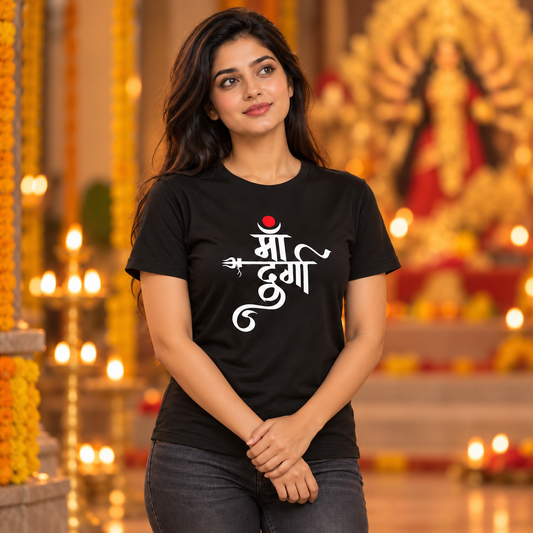 Your Name Maa Durga Print Unisex T-Shirt | Customisable