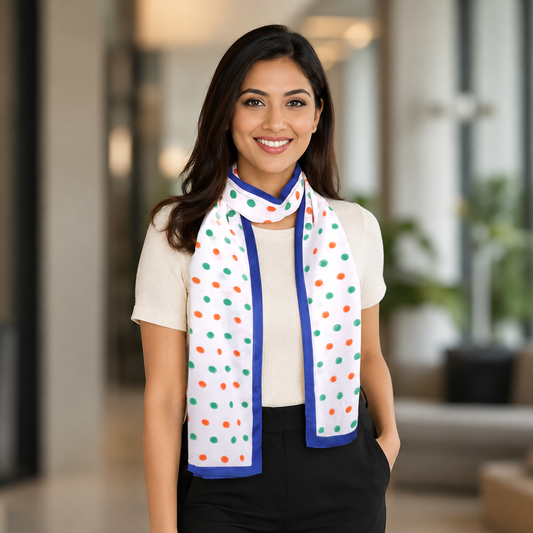 Tricolour Polka Dots Stole | Premium Mulmul Cotton