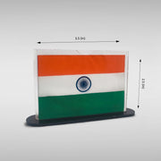 Table Plate Khadi Tiranga / Tricolour Flag For Car | Luv My India 3.5 x 2.5 inches Indian National Flag Plate With Black Base
