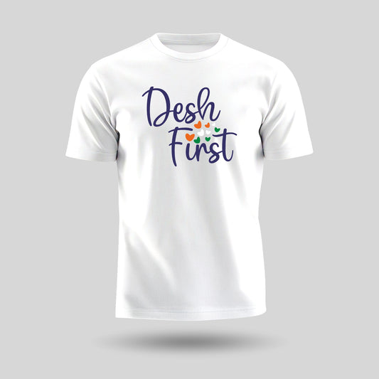 Desh First | Round Neck Unisex T-Shirt | Pure Cotton Luv My India Fashion | Patriotic T-Shirt
