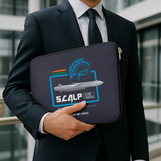 Storm Shadow | Patriotic Black Sleeve Case Cover Laptop Bag For Men & Women | Luv My India Defence Collection | 14.5x11 Inch Waterproof Shock Absorber Laptop/MacBook, Office/College Laptop Bag | 3 Layer Padded Polyester Sponge Laptop Bag