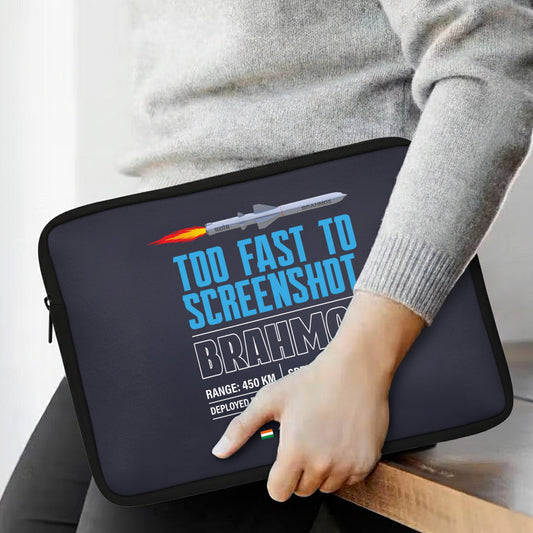 BrahMos | Patriotic Black Sleeve Case Cover Laptop Bag For Men & Women | Luv My India Defence Collection | 14.5x11 Inch Waterproof Shock Absorber Laptop/MacBook, Office/College Laptop Bag | 3 Layer Padded Polyester Sponge Laptop Bag