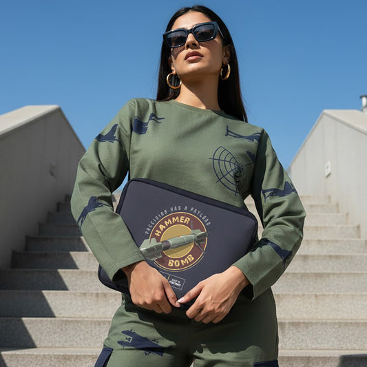 Hammer Bomb | Patriotic Black Sleeve Case Cover Laptop Bag For Men & Women | Luv My India Defence Collection | 14.5x11 Inch Waterproof Shock Absorber Laptop/MacBook, Office/College Laptop Bag | 3 Layer Padded Polyester Sponge Laptop Bag