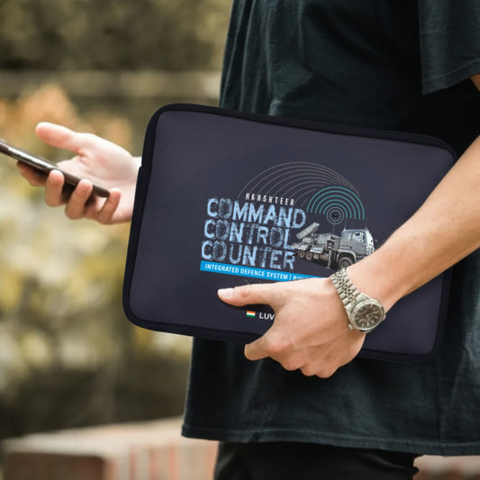 Akashteer | Patriotic Black Sleeve Case Cover Laptop Bag For Men & Women | Luv My India Defence Collection | 14.5x11 Inch Waterproof Shock Absorber Laptop/MacBook, Office/College Laptop Bag | 3 Layer Padded Polyester Sponge Laptop Bag