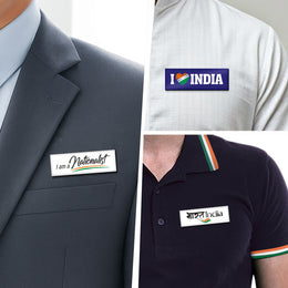 Luv My India Statement Badges | Patriotic 3-Badge Set | 3x1 CM Curated Pin Button Badges | Pack of 3