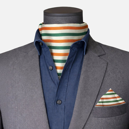 Indian Tricolour | Ascot & Pocket Square Set | Premium Bemberg Silk