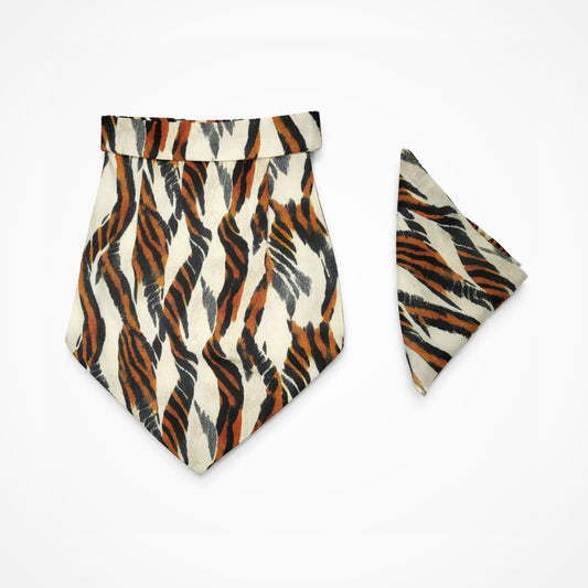 Royal Tiger Print | Ascot & Pocket Square Set | Premium Bemberg Silk