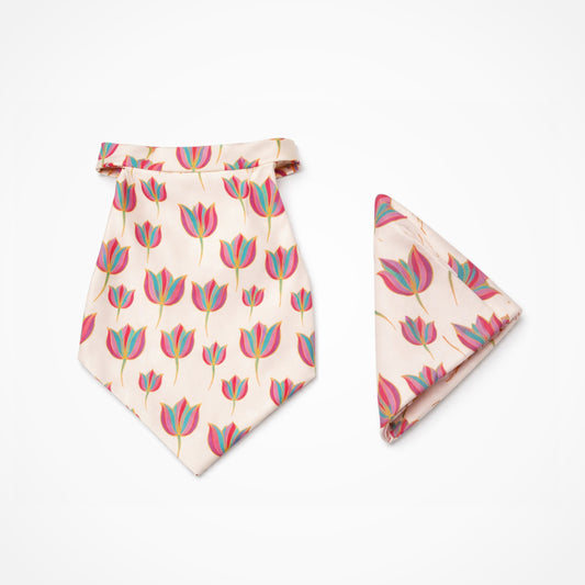 Lotus Bloom Print | Ascot & Pocket Square Set | Premium Bemberg Silk