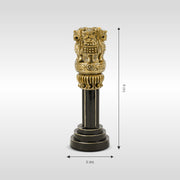 Wooden Ashok Stambh | Luv My India Patriotic 6 Inch Ashoka Pillar | Black And Golden Ashoka Stambh