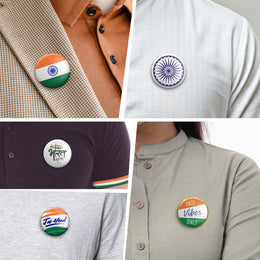 Curated 5-Badge Set | Luv My India Round Badges | 4x4 CM Patriotic Pin Button Badges | Pack of 5