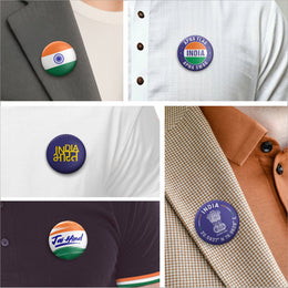 Patriotic 5-Badge Set | Luv My India Round Badges | 4x4 CM Curated Pin Button Badges | Pack of 5
