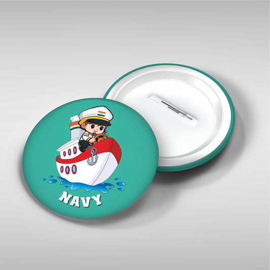 Indian Navy Round Badge | Luv My India Kids’ Badges | 4x4 CM Patriotic Pin Button Badges | Pack of 5