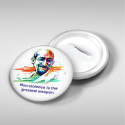 Mahatma Gandhi Round Badge | Luv My India Badges | 4x4 CM Patriotic Pin Button Badges | Pack of 5