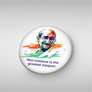 Mahatma Gandhi Round Badge | Luv My India Badges | 4x4 CM Patriotic Pin Button Badges | Pack of 5
