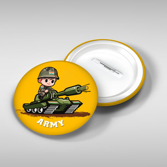 Indian Army Round Badge | Luv My India Kids’ Badges | 4x4 CM Patriotic Pin Button Badges | Pack of 5